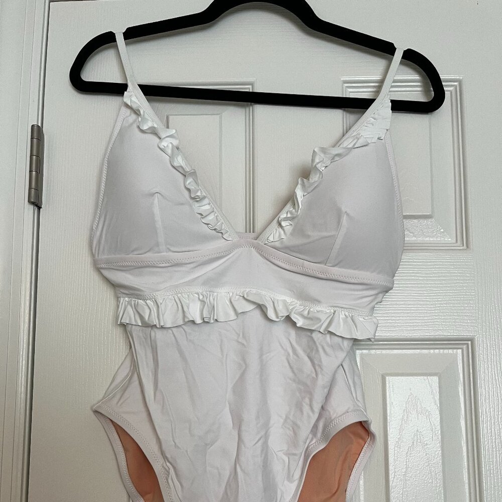 J Crew White Bathing Suit, Size 12